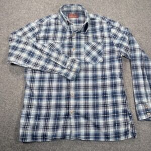 Kingsport Vintage Mens Blue Plaid Flannel Button Down Shirt Size M 100% Cotton